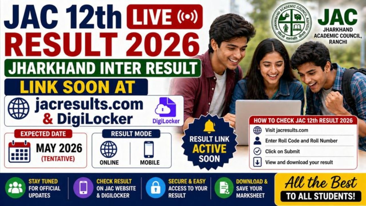 JAC 12th Result 2026 Live: Jharkhand Inter Result Link Soon at jacresults.com & DigiLocker