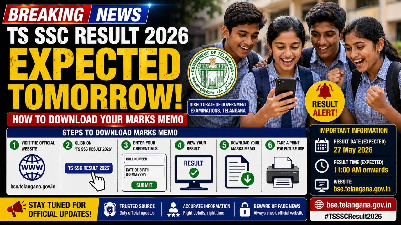 TS SSC Result 2026 Expected Tomorrow: How to Download Your Marks Memo