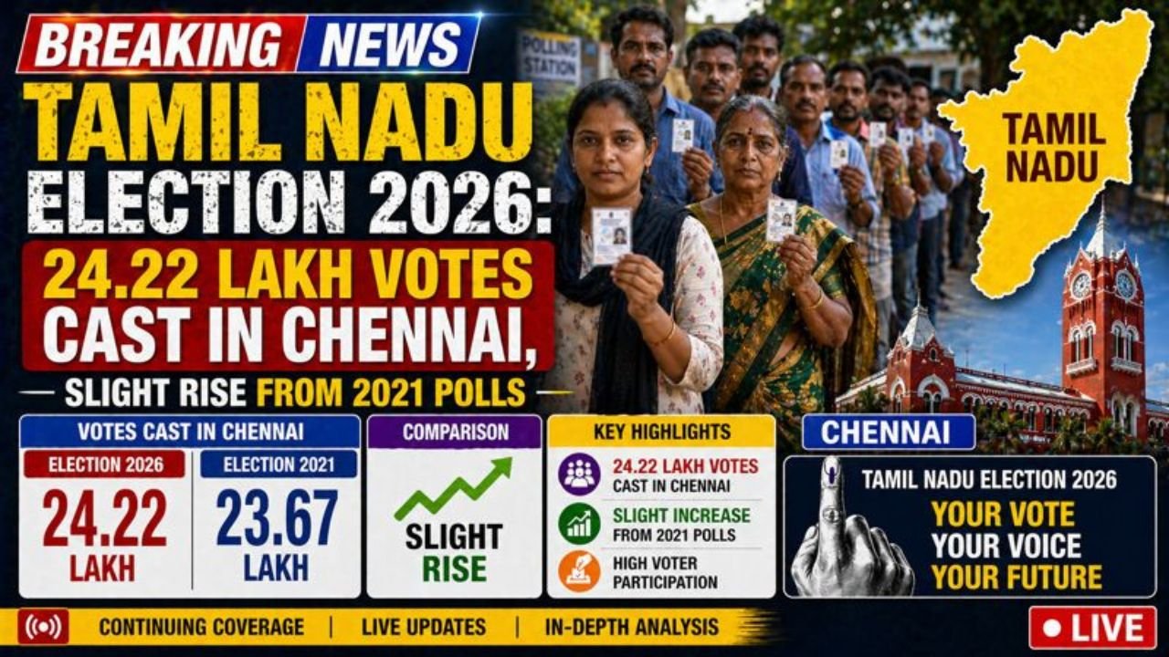 Tamil Nadu Election 2026: 24.22 Lakh Votes Cast in Chennai, Slight Rise from 2021 Polls