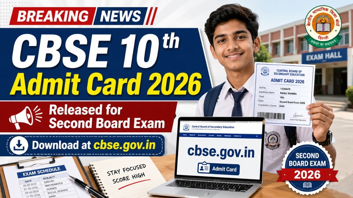 CBSE 10th Admit Card 2026 Released for Second Board Exam at cbse.gov.in
