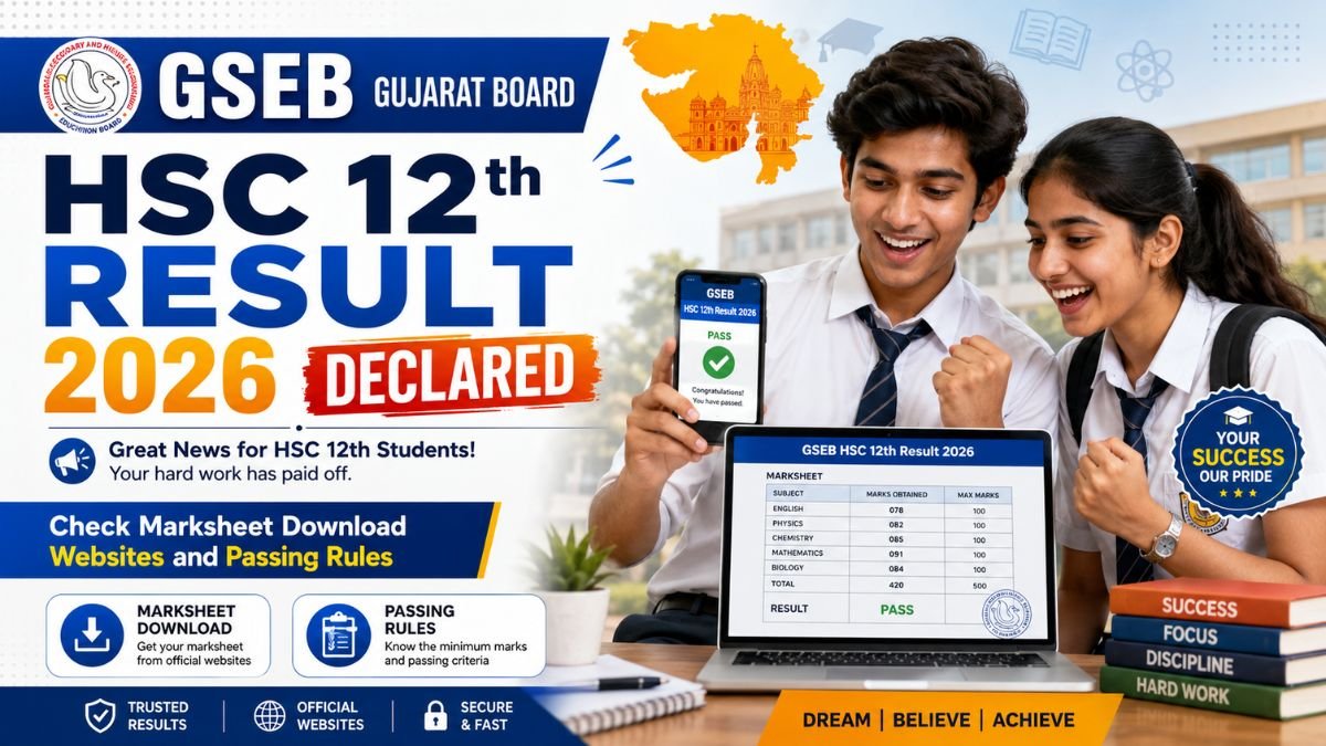 GSEB Gujarat Board HSC 12th Result 2026 Declared - Check Marksheet Download Websites and Passing Rules