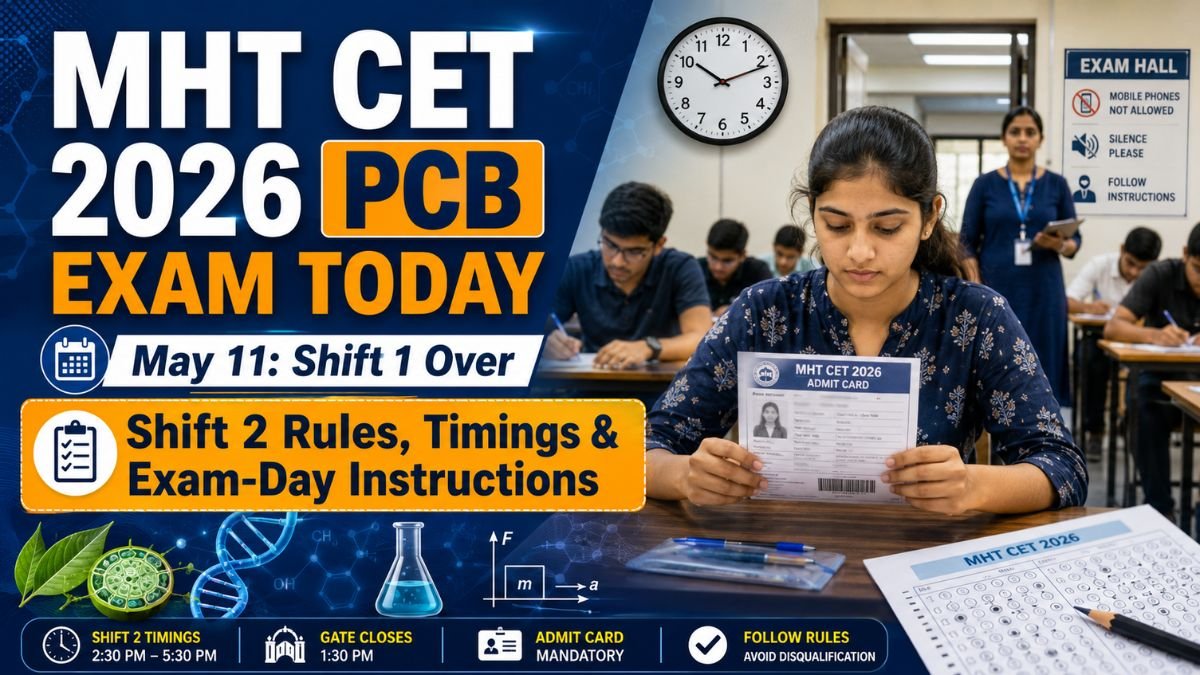 MHT CET 2026 PCB Exam Today - May 11 Shift 1 Over, Shift 2 Rules, Timings and Exam-Day Instructions