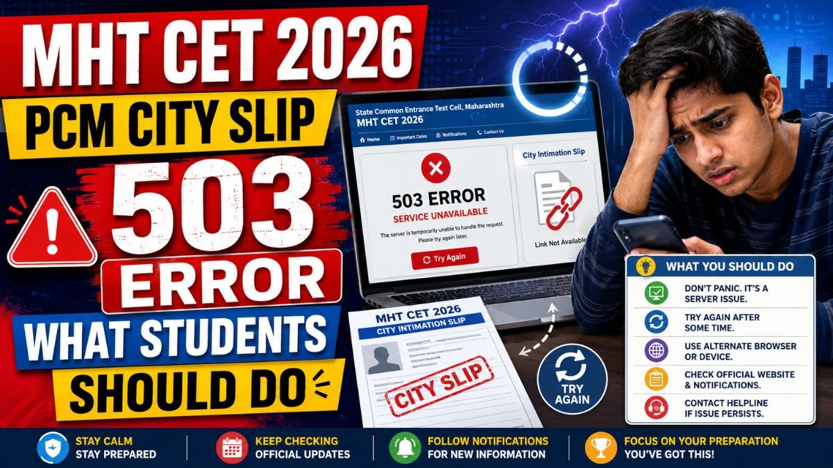 MHT CET 2026 PCM City Slip Link Shows 503 Error - What Students Should Do