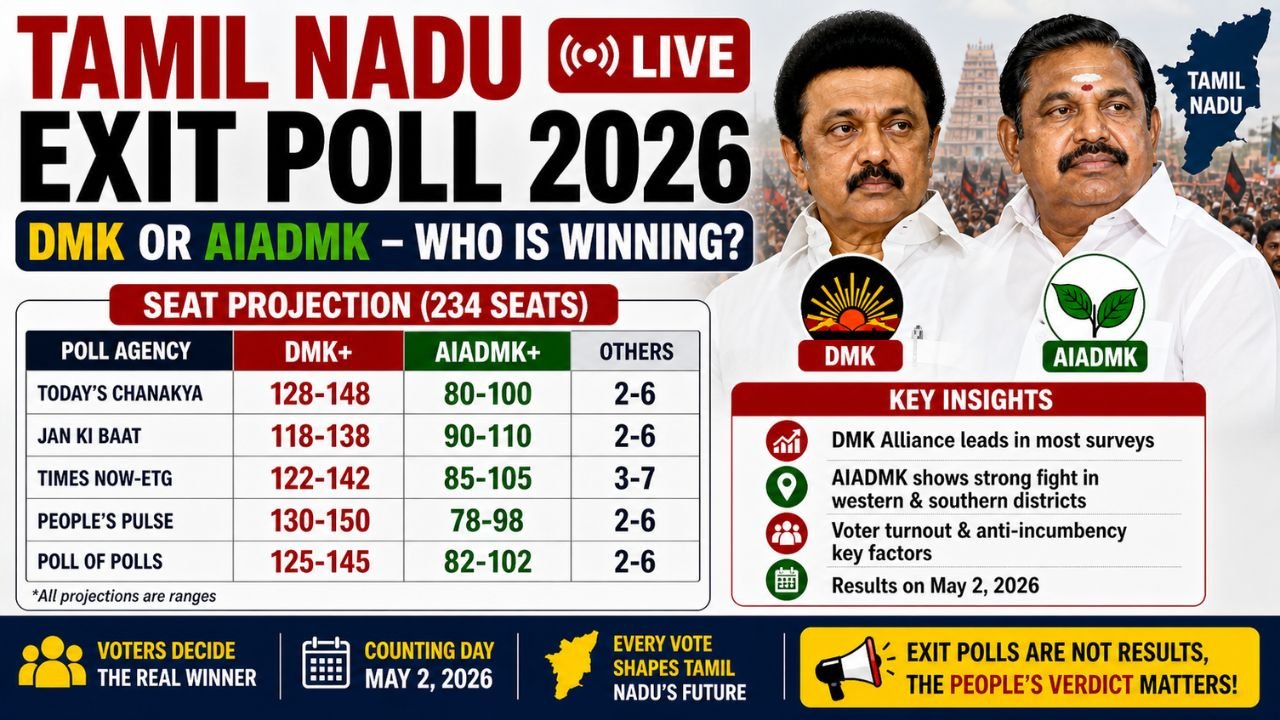 Tamil Nadu Exit Poll 2026: DMK or AIADMK – Who Is Winning?