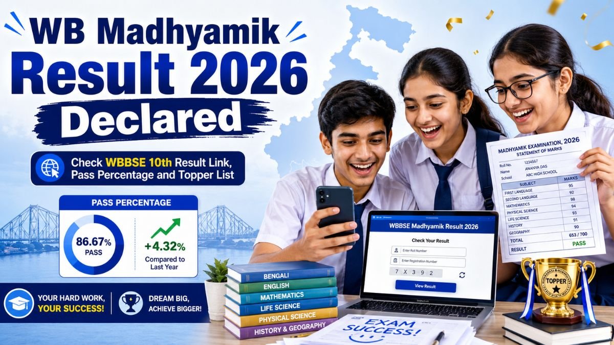 WB Madhyamik Result 2026 Declared - Check WBBSE 10th Result Link, Pass Percentage and Topper List